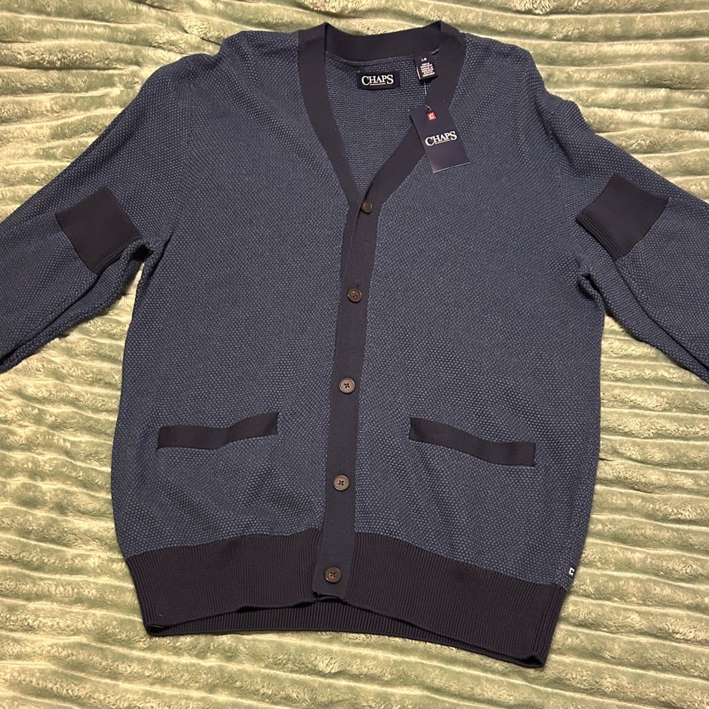 Men's Blue Cardigan Sweater